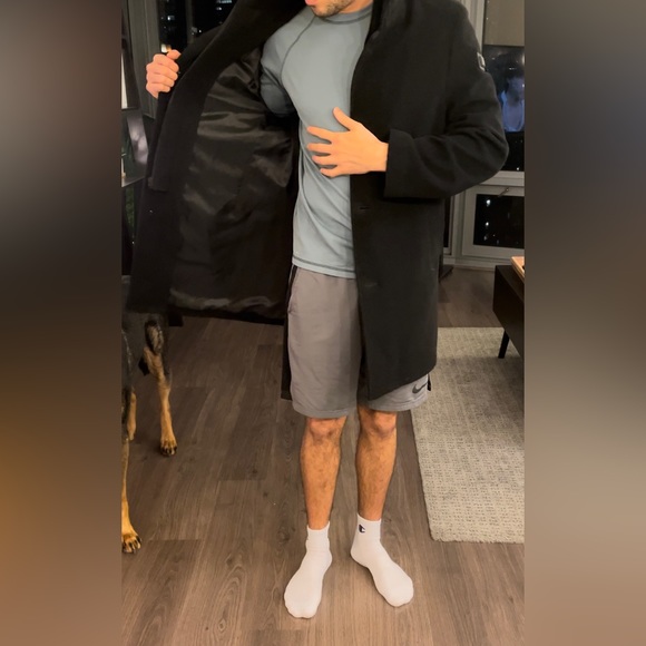 Gently-Used Calvin Klein Pea Coat. Size is 36S. Color is Black. - Picture 3 of 6